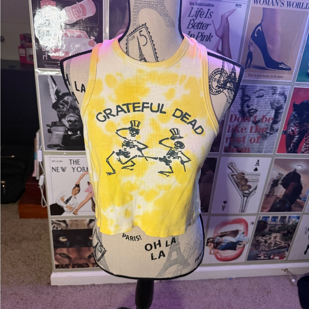 Grateful Dead Yellow and White Women's Tank Top